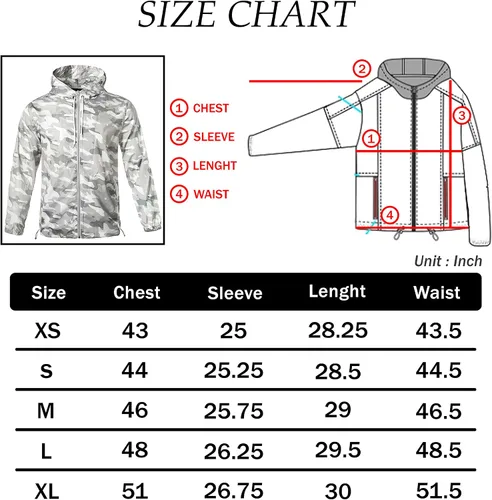 Vista 4 de Beautiful Giant - Chaqueta cortavientos para hombre, ligera, casual, con capucha, Whitecamo