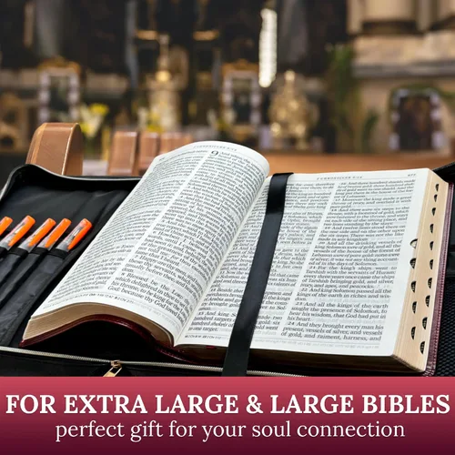 Vista 6 de DEHITE Bible Bags for Women - Leather Bible Carrying Case - Pen Slots - Zippered Pocket - Premium PU Leather