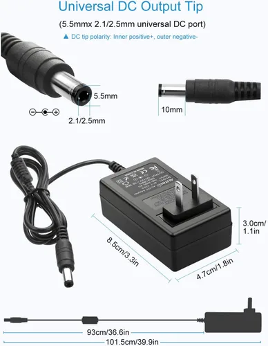 Vista 3 de ALITOVE Fuente de alimentación de 12V 3A DC 12 voltios 3A 36W AC/DC adaptador de corriente 100 ~ 240V AC a DC 12V Convertidor, Negro 2-Pack