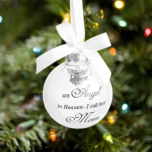 Vista 3 de Adorno de ángel conmemorativo de Navidad con diseño de bola de plumas con texto en inglés "I Have an Angel in Heaven I Call Her Aunt Family