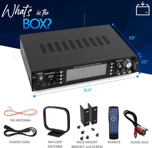 Vista 7 de Pyle Amplificador estéreo Bluetooth, montaje en rack, potencia máxima de 3000 W, karaoke fácil con micrófonos duales, salida de subwoofer, salida