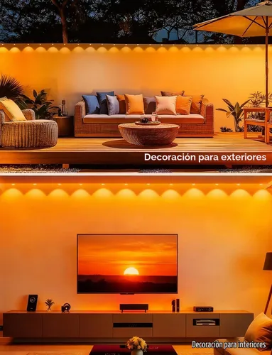 Vista 4 de BSGlobal 100 pies de luces exteriores permanentes, 60 luces LED RGB e IC inteligentes para aleros con control por aplicación/remoto, 209 modos