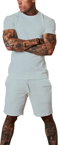 Vista 4 de Redqenting Pantalones cortos deportivos casuales para hombre de 8 pulgadas con bolsillos, pantalones cortos deportivos con cordón, pantalones cortos