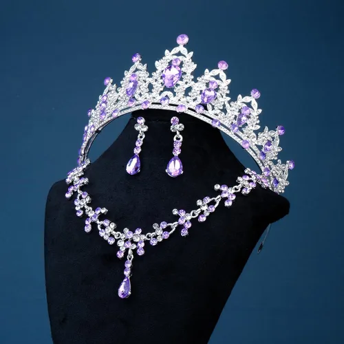 Vista 5 de PRINCESS BRIDE Women Jewelry Set Tiara Set with Earrings and Necklace Gold Gothic Rhinestone Bridesmaid Jewelry Set for Wedding Costume Hair