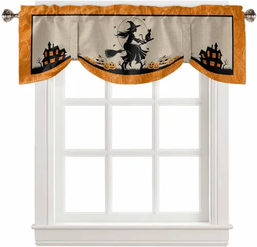Vista 10 de Cenefas de Navidad de invierno para ventanas, cortinas de cocina con bolsillo para barra, cortinas con aislamiento térmico para ventana de baño