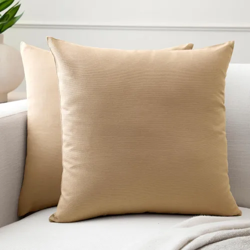 Vista 76 de Encasa XO Juego de 2 fundas de almohada de 12 x 12 pulgadas, color beige, sin rellenos, fundas de almohada de algodón para sala de estar, cama