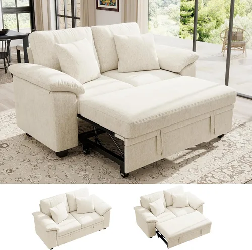 Vista 27 de Ihanherry Sofá modular de 86 pulgadas con cama extraíble, sofá cama modular en forma de L de 4 plazas con otomana de almacenamiento, sofás Verde