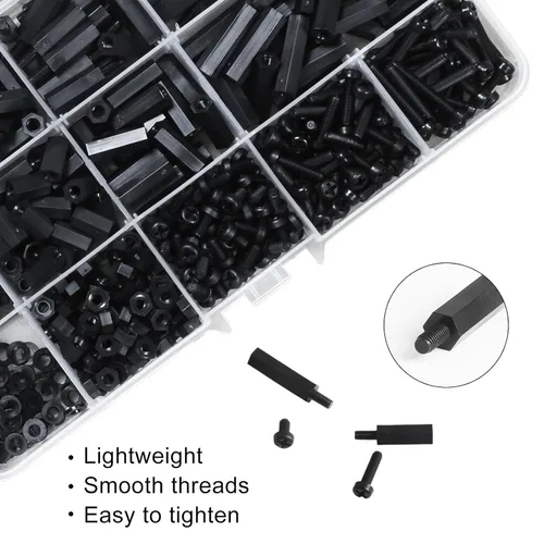 Vista 5 de 600 piezas M3 macho hembra separadores hexagonales de nailon tornillos tuercas, kit surtido de separadores y tornillos para placa base, pilar