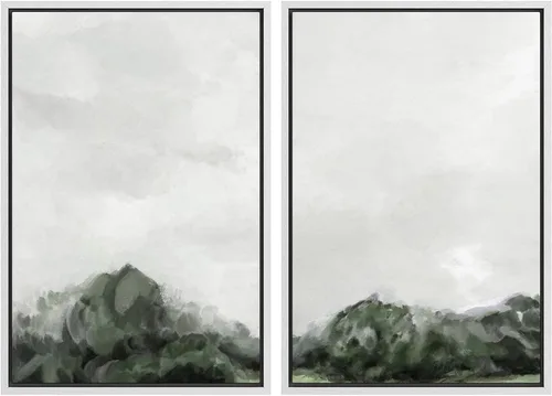 Vista 35 de MUDECOR Lienzo enmarcado para pared, bosque brumoso, reflejos, paisaje tranquilo, ilustraciones modernas, arte decorativo, bohemio, tranquilo/zen