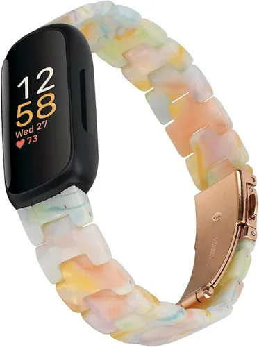 Vista 9 de Correa compatible con Fitbit Inspire 3 para mujeres, correa de reloj de resina de repuesto ajustable para Fitbit Inspire 3