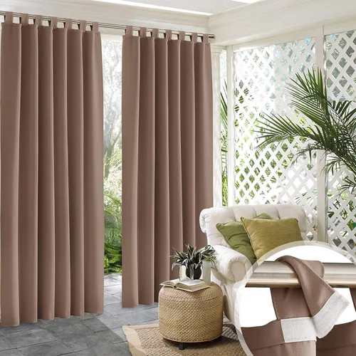 Vista 27 de RYB HOME Cortinas para Exteriores para Patio - 2 Paneles Cortinas para Exteriores Desmontables con Parte Superior Adhesiva Impermeables Opacas