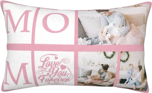 Vista 10 de Fundas de almohada de algodón personalizadas con collages de fotos de 12 x 20 pulgadas, fundas protectoras de almohada personalizadas con cremallera