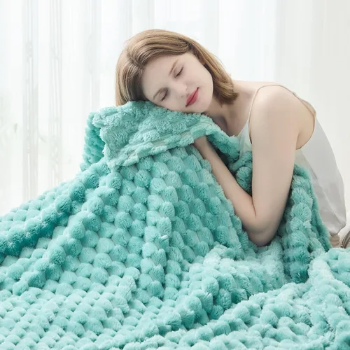 Vista 40 de NEWCOSPLAY Manta de Tiro Súper Suave Aqua Franela Sedosa Premium Forro Polar Jacquard Acanalado 3D Ligero Manta de Cama Uso en Todas las Estaciones