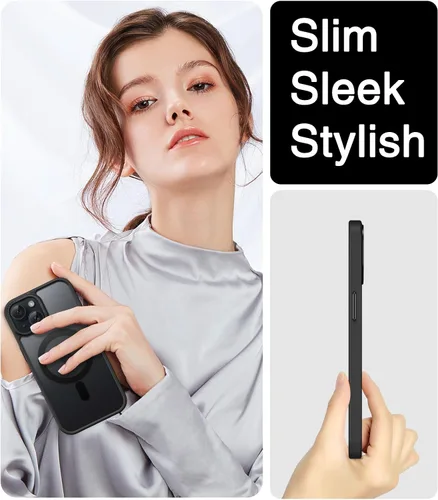 Vista 8 de BENTOBEN Compatible con iPhone 15 Plus, Funda de teléfono magnética translúcida mate delgada a prueba de golpes [Compatible con MagSafe] Funda