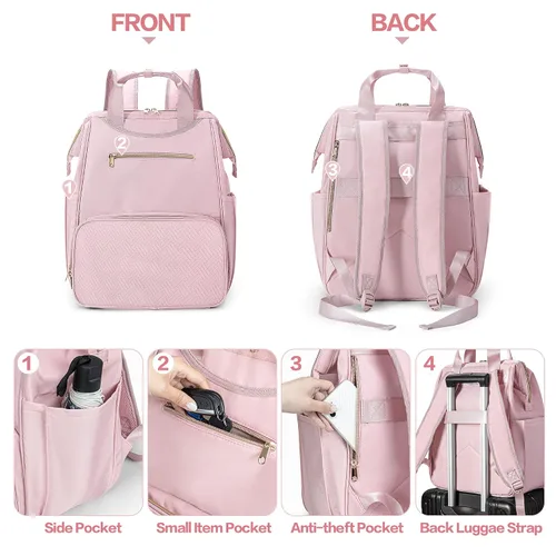 Vista 7 de Fasrom Mochila portátil para sacaleches con enfriador y bolsa de mano, compatible con bombas manos libres Momcozy Medela y Elvie, color rosa