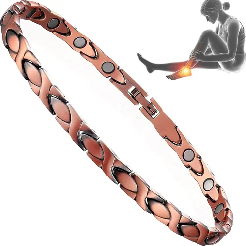Vista 7 de Tobillera de cobre para mujer, 99.99% de cobre puro con imanes