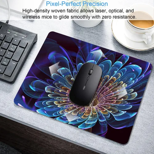 Vista 4 de Alfombrilla de mouse con diseño de flores 3D, alfombrilla de mouse personalizada para computadora portátil, accesorios de decoración de oficina