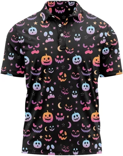 Vista 41 de HUGS IDEA Camiseta casual retro para hombre, diseño de calavera de manga corta Nota musical de hoja de otoño