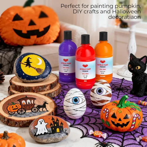 Vista 2 de Smallbudi - Juego de pintura acrílica a granel, 12 colores de 16.9 onzas (16.9 fl oz), kit de pintura acrílica no tóxica grande para pintar fiestas
