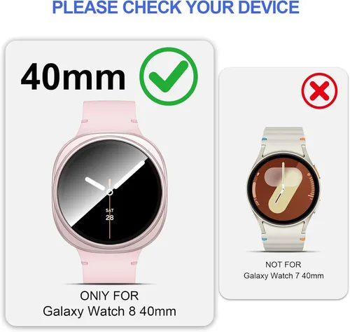Vista 2 de Paquete de 6+6: Fundas protectoras de 40 mm para Samsung Galaxy Watch 8, cubierta protectora de policarbonato duro con película de vidrio templado