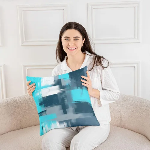 Vista 5 de Juego de 4 fundas de almohada abstractas de 16 x 16 pulgadas, fundas de cojín suaves y modernas de arte abstracto para sofá, fundas decorativas