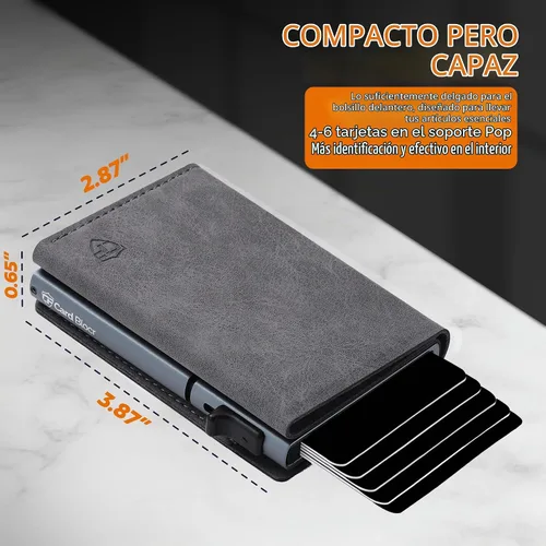 Vista 2 de Conceal Plus - Cartera desplegable para hombre, tarjetero delgado RFID Piel sintética - Gris y titanio