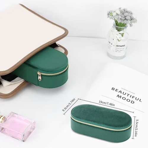 Vista 5 de DesignSter Joyero de viaje, pequeñas cajas de joyería de terciopelo, joyero de viaje para mujeres y niñas, organizador de joyas de viaje