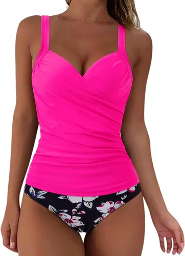 Vista 13 de SUUKSESS Traje de baño tankini sexy con efecto de realce y control de abdomen para mujer