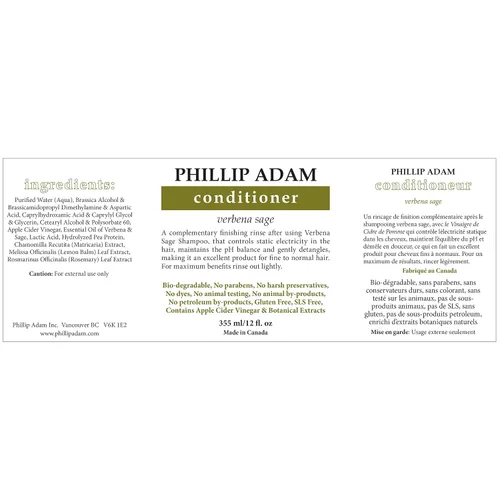 Vista 2 de Phillip Adam Acondicionador Verbena Sage para cabello suave y sedoso, añade hidratación y reduce el encrespamiento, sin silicona y sin parabenos, 12