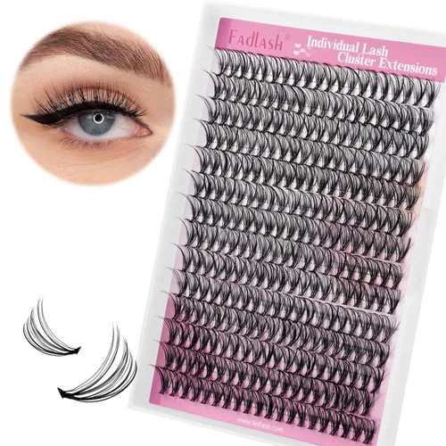Vista 22 de Extensiones de racimos de pestañas con bandeja grande, pestañas individuales 10D 20D, mezcla natural, suave, C Cur negro, imitación de visón