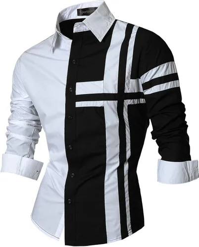 Vista 20 de JZS041, camisa de vestir de manga larga para hombre