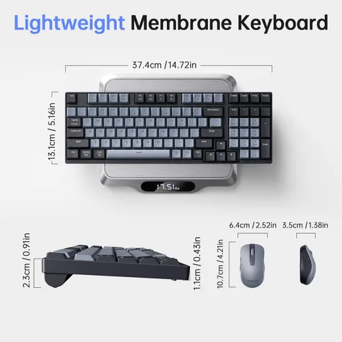 Vista 5 de AUSDOM Combo de teclado y mouse inalámbricos: 98 teclas, teclado silencioso de computadora de 2.4 G y mouse silencioso ajustable de 3 DPI, teclado