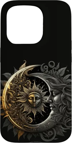 Vista 14 de Moon And Sun Celestial Yin And Yang Leaves Case for iPhone 16