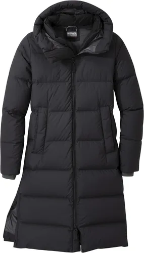 Vista 3 de Outdoor Research Parka de plumón Coze para mujer - Chaqueta con capucha, extra larga de plumón de ganso