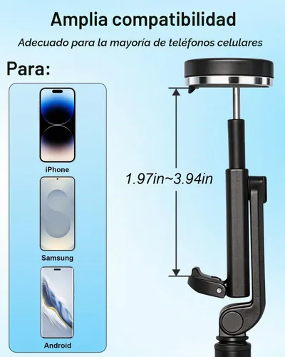 Vista 7 de CAMBOFOTO Trípode para teléfono 2 en 1, palo para selfie, control remoto extensible de 68 pulgadas