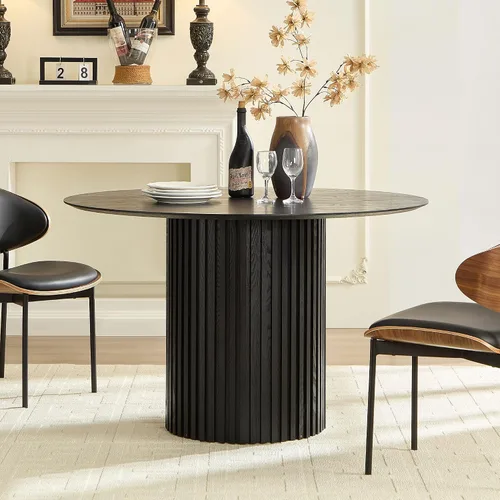 Vista 26 de WILLIAMSPACE Mesa de comedor extensible de madera de 106 pulgadas para 8 a 12, mesa de cocina rectangular rústica de campo, mesa de comedor grande