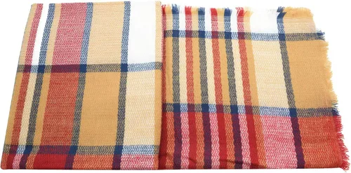 Vista 6 de Bufanda clásica de otoño e invierno para mujer, bufanda a cuadros con borlas, cálida, suave, gruesa, grande, bufandas