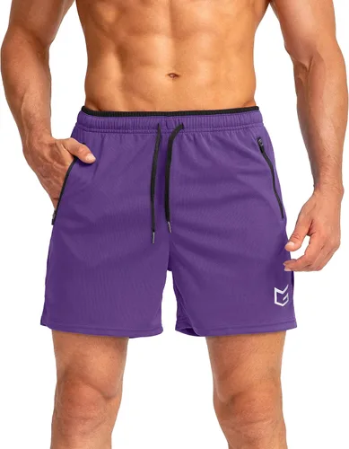 Vista 2 de G Gradual Pantalones cortos de correr para hombre con bolsillos con cremallera, secado rápido, gimnasio, atletismo, entrenamiento, pantalones cortos