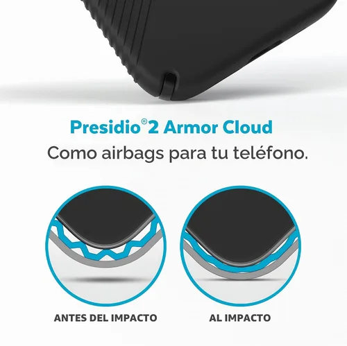 Vista 5 de Speck Presidio2 Grip - Funda antideslizante para iPhone 14 Pro Max (Negro/Negro/Blanco)