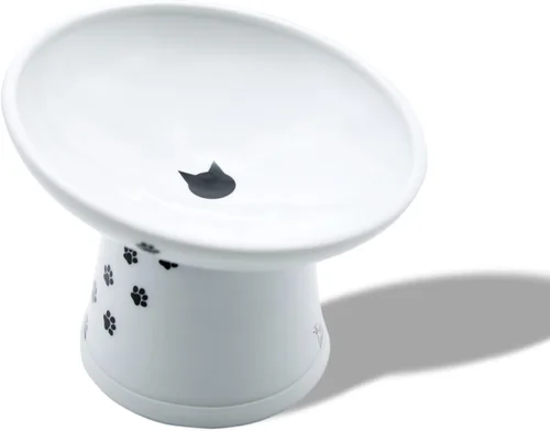 Vista 26 de Tazón elevado de comida para gatos Necoichi – Tazón elevado de cerámica para gatos para fatiga de bigotes y cuello, apto para lavavajillas