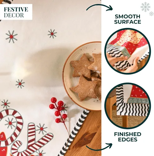 Vista 4 de Folkulture Camino de mesa navideño de 72 pulgadas de largo para decoraciones de mesa – camino de mesa rojo 100% algodón estilo rústico para café