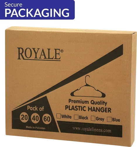 Vista 6 de ROYALE Paquete de 20 perchas de plástico rosa para ropa, colgador de ropa resistente ideal para uso diario estándar, perchas de plástico con muescas