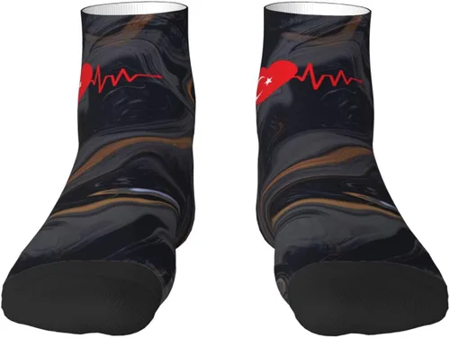 Vista 2 de GDJF Heartbeat I Love Turkey Heart Flag Ankle Socks Winter Low Cut Sports Warm Breathable Comfort Casual Socks For Mens And Womens