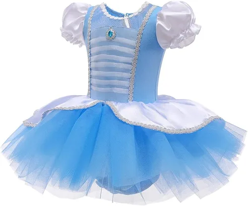 Vista 2 de REXREII Vestido tutú de princesa para niñas pequeñas, Rapunzel Sofía, Blancanieves, Frozen Elsa, disfraz de Halloween