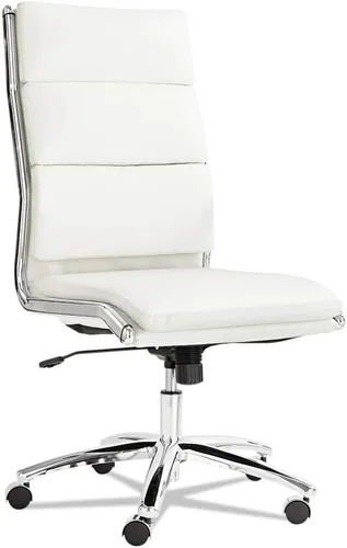 Vista 12 de Alera, Red Neratoli Series Highback silla giratoria/inclinable, cuero suave, marco cromado, respaldo alto Blanco