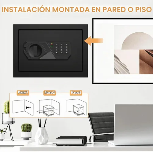 Vista 8 de Caja fuerte pequeña de 1.2 pies cúbicos ignífuga e impermeable para uso doméstico, caja de seguridad digital para el hogar con teclado programable