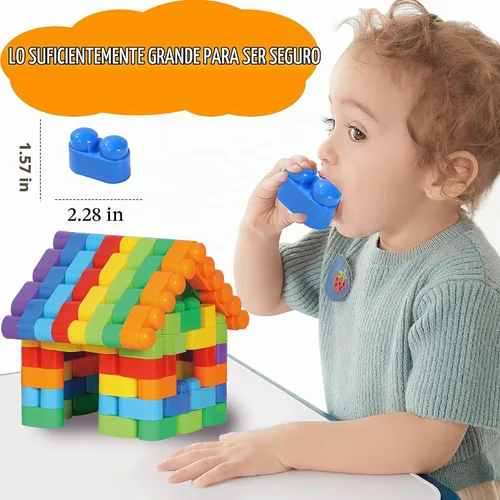 Vista 3 de RAINBOW TOYFROG Juguetes de bloques de construcción para niños pequeños, juguetes STEM de desarrollo educativo, juguetes de construcción