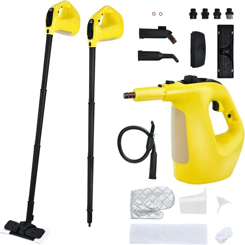 Vista 10 de Goplus Limpiador de vapor de mano, limpiador de vapor presurizado de 1400 W con vapor continuo con tiempo de uso ilimitado, tanque de agua de 13.5
