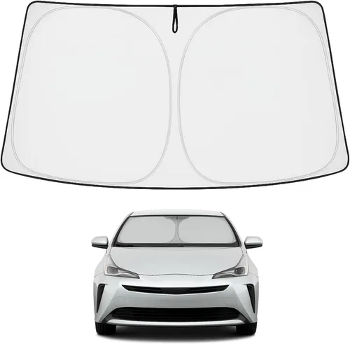 Vista 242 de Proadsy Parasol para parabrisas Rivian R1S 2022-2025 2026 de 4 capas plegable, protector de parasol frontal que bloquea los rayos UV, mantiene