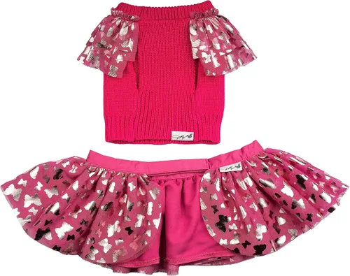 Vista 2 de Doggy Parton Conjunto de falda de suéter con volantes para perros - XS